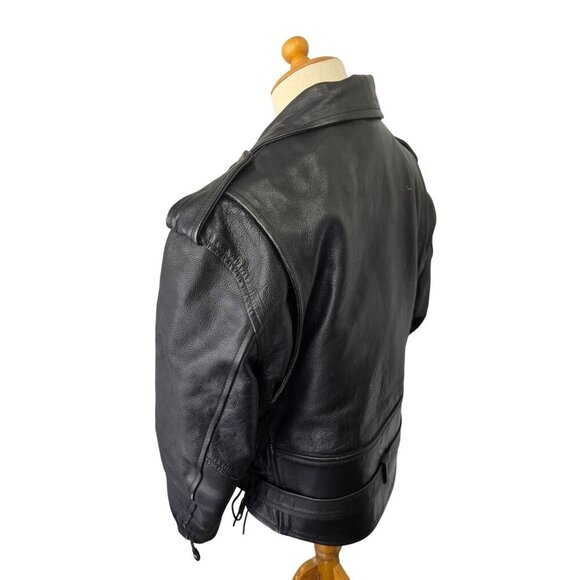 Vintage Perfect Biker Leather Motorcycle Jacket Mens Size M/L Zip Liner 7 lbs - Picture 7 of 14